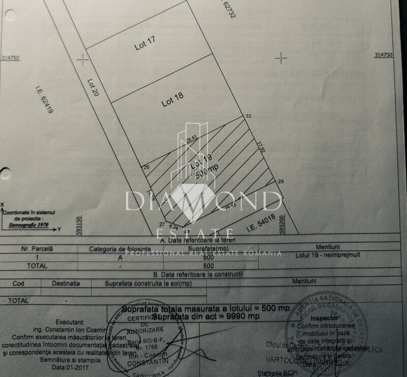 Berceni, strada Miorita, 0% comision, teren intravilan 500 mp, dubla deschidere